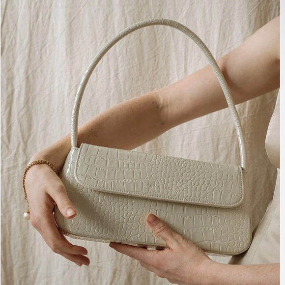 Brie Leon Camille Shoulder Bag in Recycled Bone Croc (Ivory Color) - Picture 6 of 6
